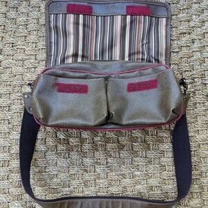 Esprit Shoulder Purse with striped lining, red and brown